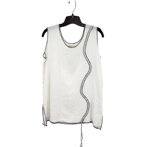 Bodil Women's 100% Linen Contrast Stitching Tank Top White - XS